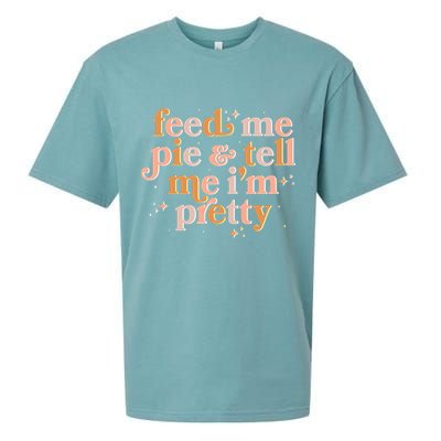 Funny Thanksgiving Feed Me Pie And Tell Me I'm Pretty Sueded Cloud Jersey T-Shirt