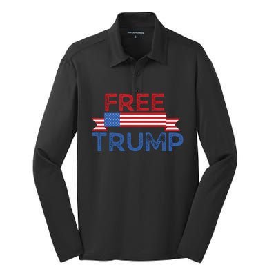 Free Trump, Free Donald Trump Republican Support Silk Touch Performance Long Sleeve Polo