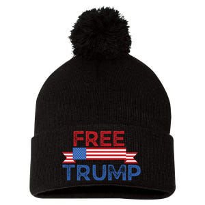 Free Trump, Free Donald Trump Republican Support Pom Pom 12in Knit Beanie