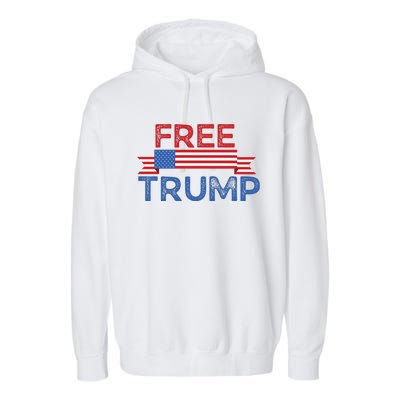 Free Trump, Free Donald Trump Republican Support Garment-Dyed Fleece Hoodie