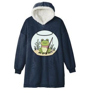 Frog Terrarium Fishing Whimsical Amphibian Adventure Hooded Wearable Blanket