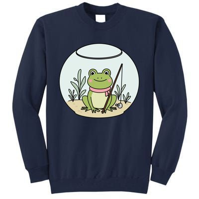 Frog Terrarium Fishing Whimsical Amphibian Adventure Tall Sweatshirt