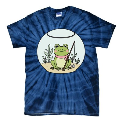 Frog Terrarium Fishing Whimsical Amphibian Adventure Tie-Dye T-Shirt