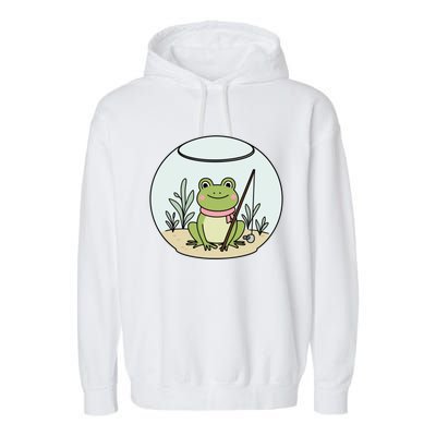 Frog Terrarium Fishing Whimsical Amphibian Adventure Garment-Dyed Fleece Hoodie