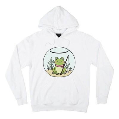 Frog Terrarium Fishing Whimsical Amphibian Adventure Hoodie