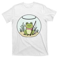 Frog Terrarium Fishing Whimsical Amphibian Adventure T-Shirt