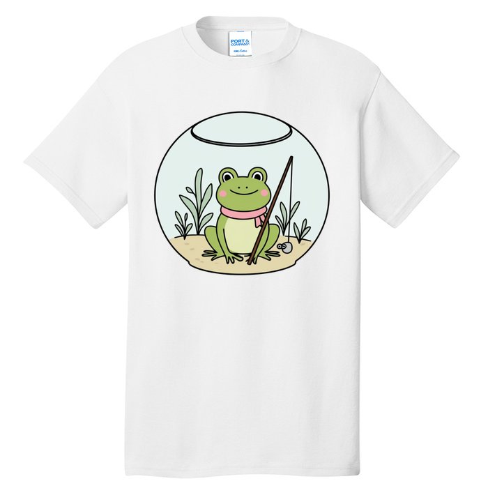 Frog Terrarium Fishing Whimsical Amphibian Adventure Tall T-Shirt