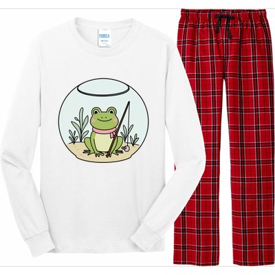 Frog Terrarium Fishing Whimsical Amphibian Adventure Long Sleeve Pajama Set