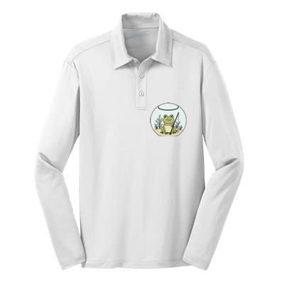 Frog Terrarium Fishing Whimsical Amphibian Adventure Silk Touch Performance Long Sleeve Polo