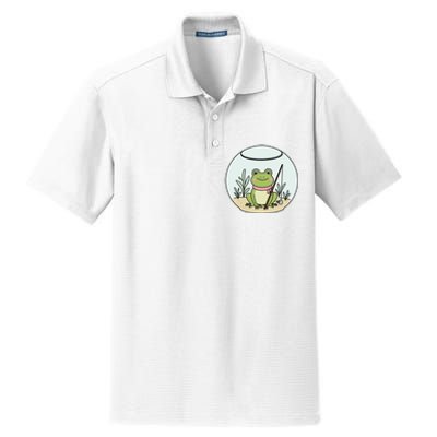 Frog Terrarium Fishing Whimsical Amphibian Adventure Dry Zone Grid Polo