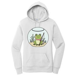 Frog Terrarium Fishing Whimsical Amphibian Adventure Women's Pullover Hoodie