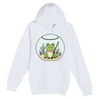 Frog Terrarium Fishing Whimsical Amphibian Adventure Premium Pullover Hoodie