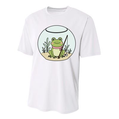 Frog Terrarium Fishing Whimsical Amphibian Adventure Performance Sprint T-Shirt