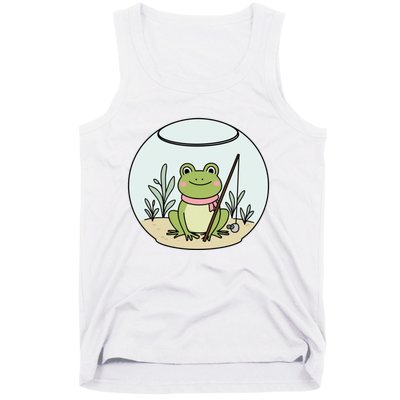 Frog Terrarium Fishing Whimsical Amphibian Adventure Tank Top