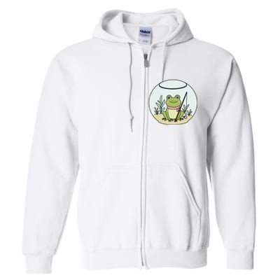 Frog Terrarium Fishing Whimsical Amphibian Adventure Full Zip Hoodie