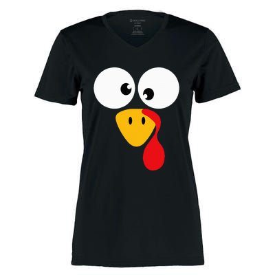 Funny turkey face for thanksgiving family costume Women's Momentum V-Neck T-Shirt