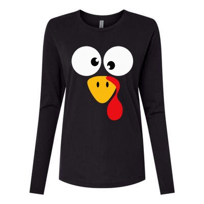 Funny turkey face for thanksgiving family costume Womens Cotton Relaxed Long Sleeve T-Shirt