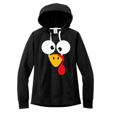 Funny turkey face for thanksgiving family costume Women's Fleece Hoodie