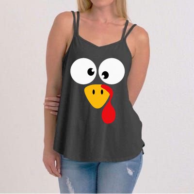 Funny turkey face for thanksgiving family costume Women's Strappy Tank