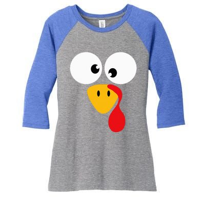 Funny turkey face for thanksgiving family costume Women's Tri-Blend 3/4-Sleeve Raglan Shirt