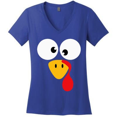 Funny turkey face for thanksgiving family costume Women's V-Neck T-Shirt