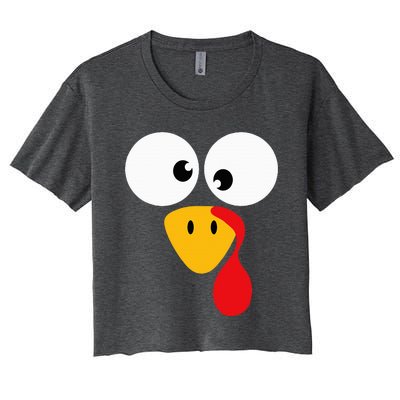 Funny turkey face for thanksgiving family costume Women's Crop Top Tee