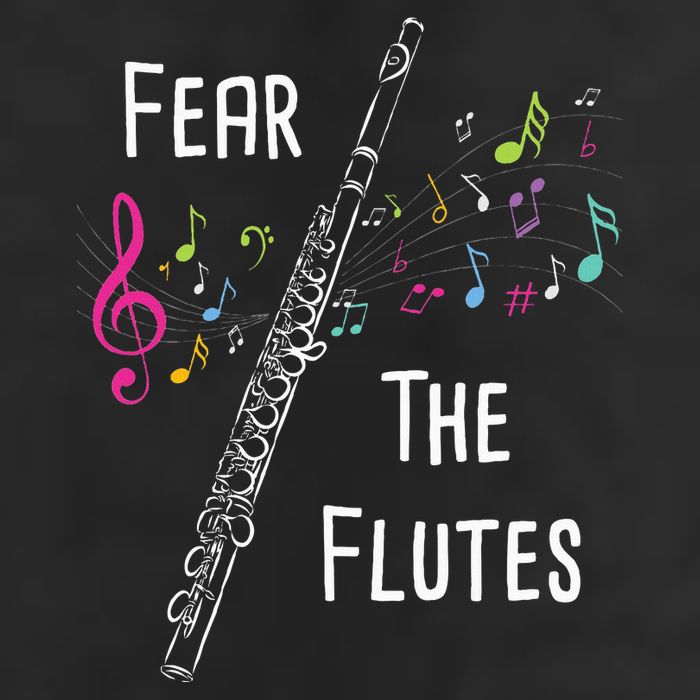 Fear The Flutes Flute Player Flutist Marching Band Music 7 Panel Mesh Trucker Snapback Hat