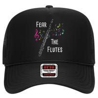 Fear The Flutes Flute Player Flutist Marching Band Music High Crown Mesh Back Trucker Hat