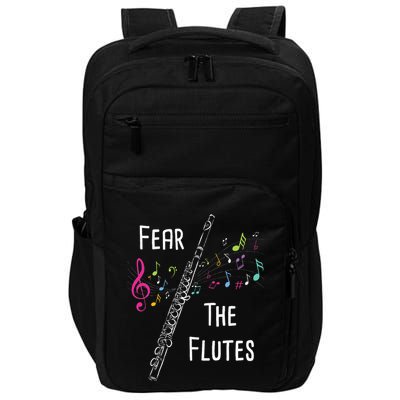 Fear The Flutes Flute Player Flutist Marching Band Music Impact Tech Backpack
