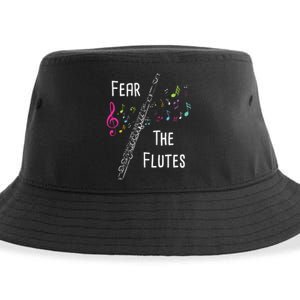 Fear The Flutes Flute Player Flutist Marching Band Music Sustainable Bucket Hat