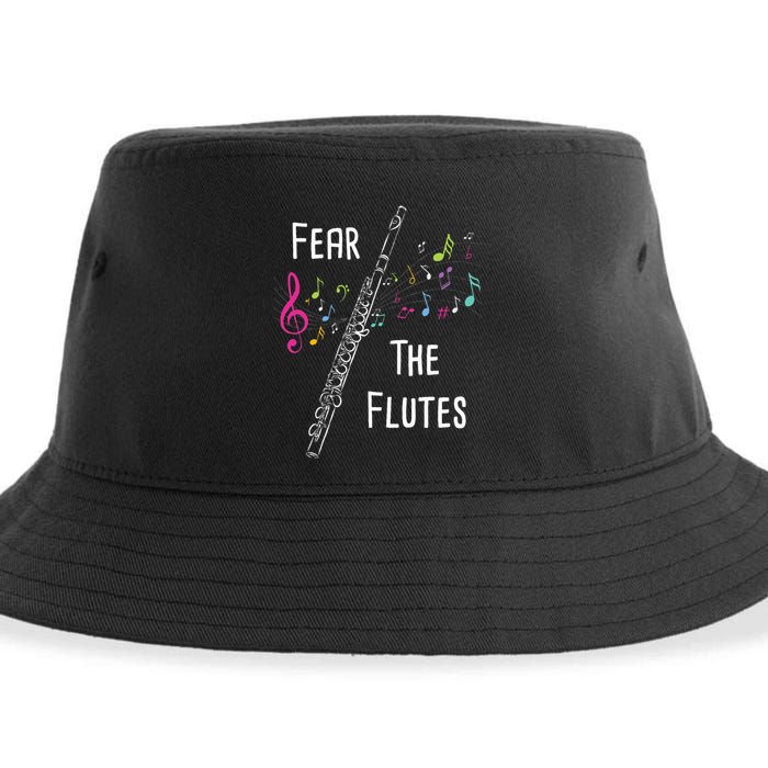 Fear The Flutes Flute Player Flutist Marching Band Music Sustainable Bucket Hat