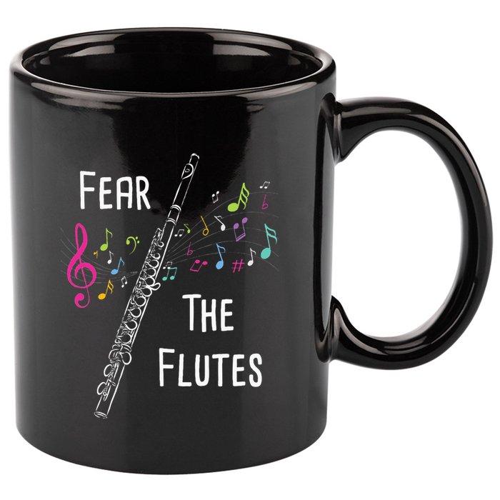 Fear The Flutes Flute Player Flutist Marching Band Music 11oz C Handle Ceramic Mug