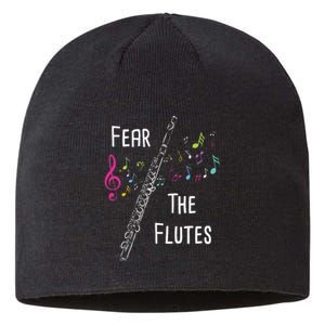 Fear The Flutes Flute Player Flutist Marching Band Music Sustainable Beanie