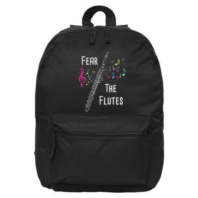 Fear The Flutes Flute Player Flutist Marching Band Music 16 in Basic Backpack