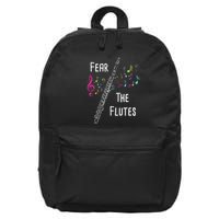 Fear The Flutes Flute Player Flutist Marching Band Music 16 in Basic Backpack