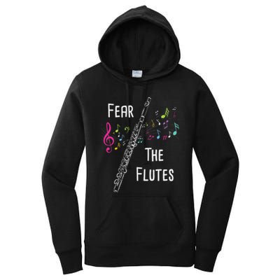 Fear The Flutes Flute Player Flutist Marching Band Music Women's Pullover Hoodie