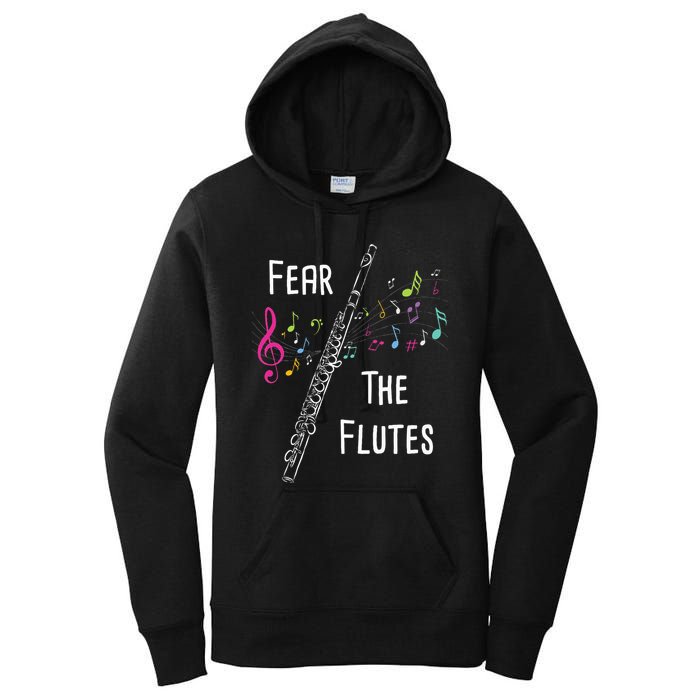 Fear The Flutes Flute Player Flutist Marching Band Music Women's Pullover Hoodie