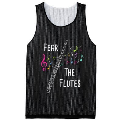 Fear The Flutes Flute Player Flutist Marching Band Music Mesh Reversible Basketball Jersey Tank