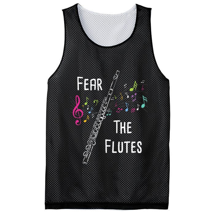 Fear The Flutes Flute Player Flutist Marching Band Music Mesh Reversible Basketball Jersey Tank