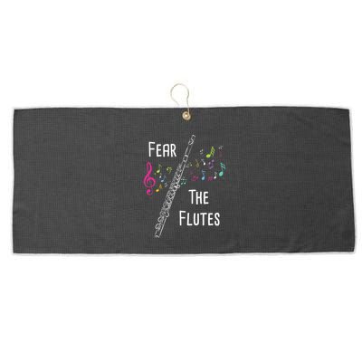 Fear The Flutes Flute Player Flutist Marching Band Music Large Microfiber Waffle Golf Towel