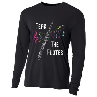 Fear The Flutes Flute Player Flutist Marching Band Music Cooling Performance Long Sleeve Crew