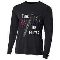 Fear The Flutes Flute Player Flutist Marching Band Music Cooling Performance Long Sleeve Crew
