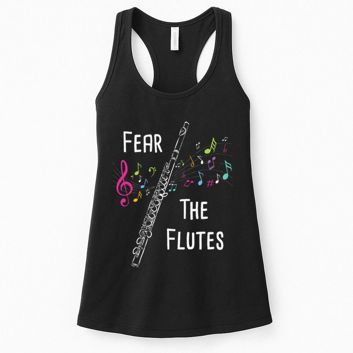 Fear The Flutes Flute Player Flutist Marching Band Music Womens Tank Top