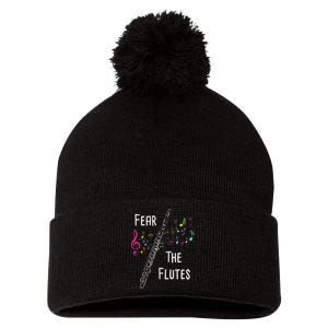 Fear The Flutes Flute Player Flutist Marching Band Music Pom Pom 12in Knit Beanie