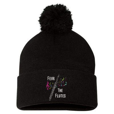 Fear The Flutes Flute Player Flutist Marching Band Music Pom Pom 12in Knit Beanie