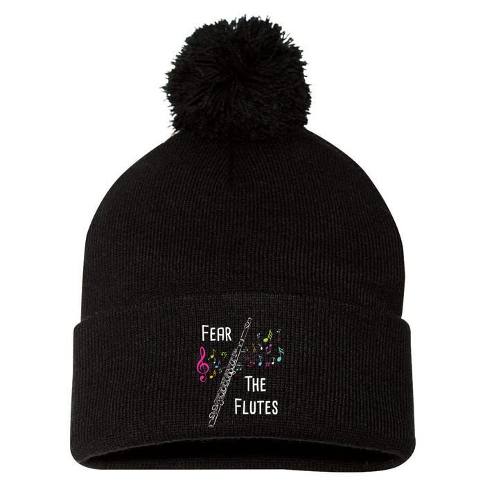 Fear The Flutes Flute Player Flutist Marching Band Music Pom Pom 12in Knit Beanie