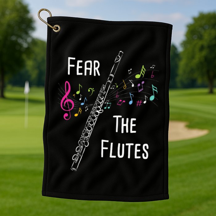 Fear The Flutes Flute Player Flutist Marching Band Music Golf Towel