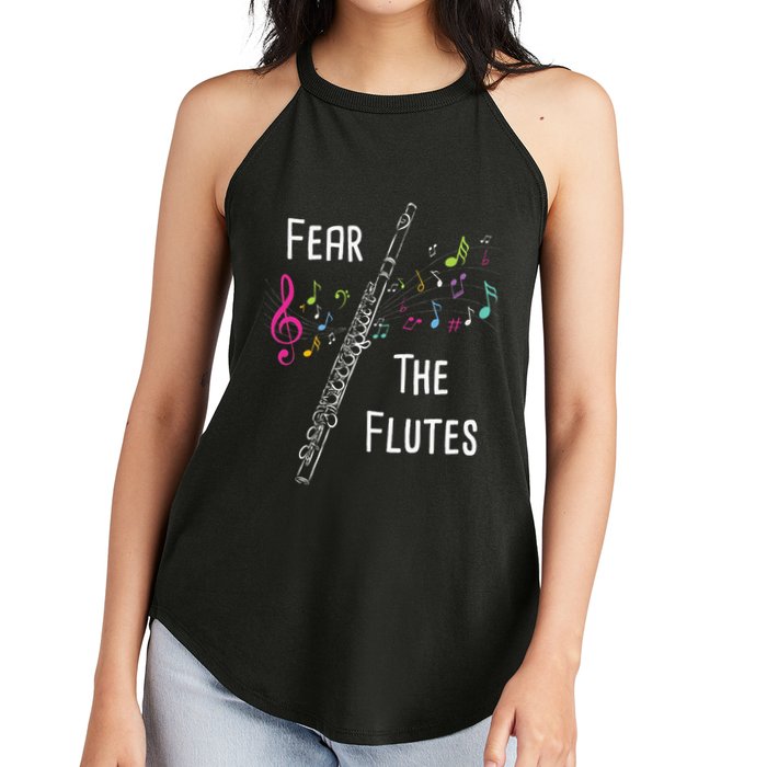 Fear The Flutes Flute Player Flutist Marching Band Music Women's Perfect Tri Rocker Tank