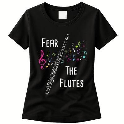 Fear The Flutes Flute Player Flutist Marching Band Music Womens T-Shirt