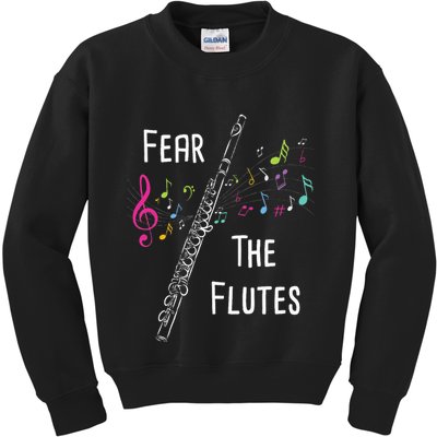 Fear The Flutes Flute Player Flutist Marching Band Music Kids Sweatshirt